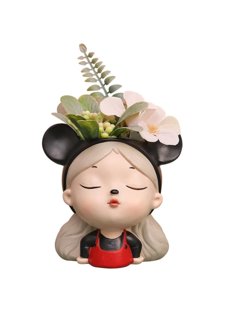 Generic Succulent Plant Pots, Cute Girl Succulent Plant Pots/Plant Pots/Flower Pots/Bonsai Pots, Suitable for Herbs, Succulents, Cactus/Moss Pen Holders, Suitable for Home Decoration DIY Micro Landscape (Playful Girl)  - Image 1