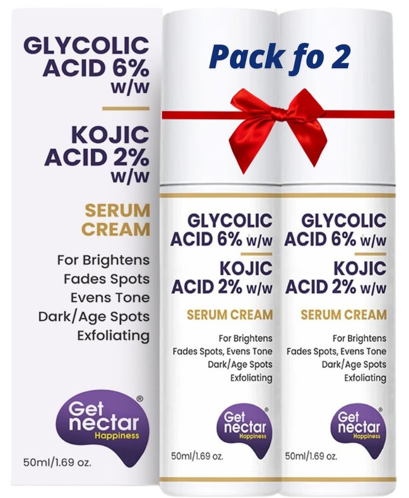 Get Nectar Happiness احصل على كريم نكتار السعادة بتركيز 6% من حمض الجليكوليك مع كريم 2% من حمض الكوجيك لتقشير البشرة وتفتيحها ومكافحة حب الشباب والبقع لجميع أنواع البشرة للرجال والنساء 100 مل - Image 1