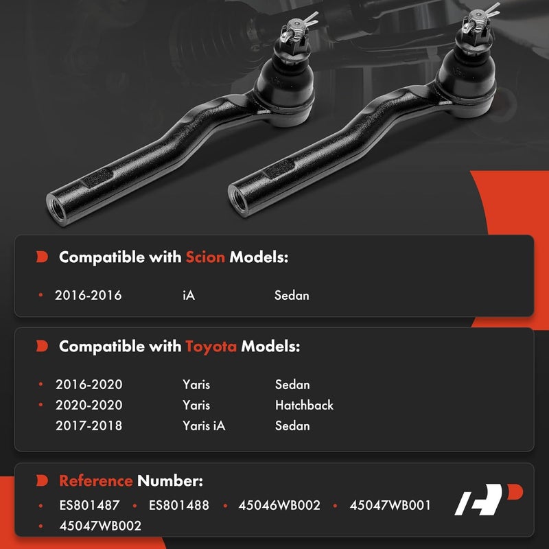 A-Premium Front Outer Tie Rod Ends for Toyota Yaris & Scion iA - Image 2