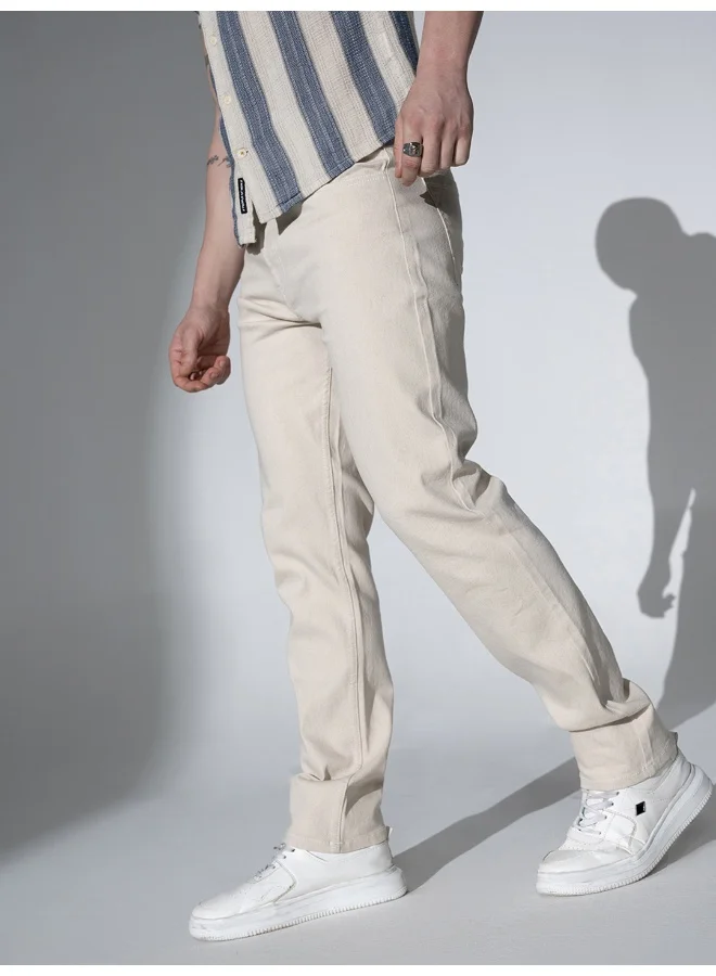 Hubberholme Men's Off White Jeans - Trendy and Versatile Denim