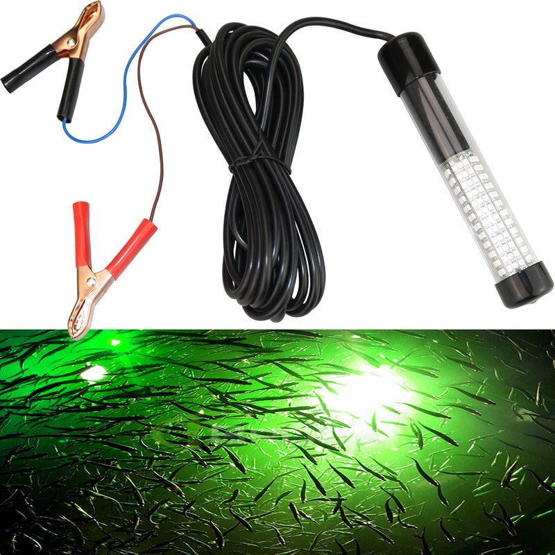 Lightingsky 12V 14W 180 LEDs 1300 Lumens LED Submersible Fishing Light Underwater Fish Finder Lamp with 5m Cord (Green) - Image 1