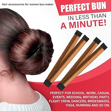 Glamza Womens Glamza Magic Hair Bun Snap Styling Donut Former French Twist Band Easy Updo Maker Perfect for Flight Crew Dancers Yoga Work Weddings and Parties Light Brown - Image 2