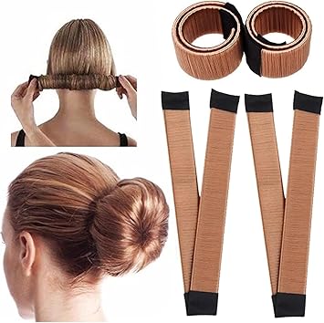 Glamza Womens Glamza Magic Hair Bun Snap Styling Donut Former French Twist Band Easy Updo Maker Perfect for Flight Crew Dancers Yoga Work Weddings and Parties Light Brown - Image 1