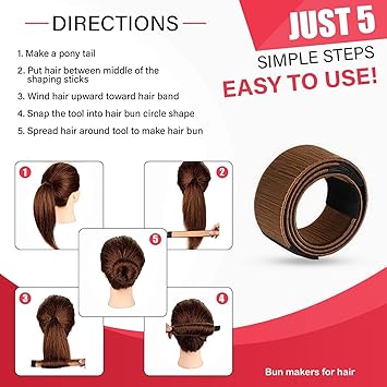Glamza Womens Glamza Magic Hair Bun Snap Styling Donut Former French Twist Band Easy Updo Maker Perfect for Flight Crew Dancers Yoga Work Weddings and Parties Light Brown - Image 3