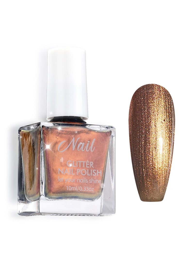 U-Shinein - Metallic Nail Polish, Metallic Nail Polish in Golden Sun, Shiny and Eye-catching Mirror Nail Polish Nail Polish Flashes, Quick Dry, Long Lasting - Image 1