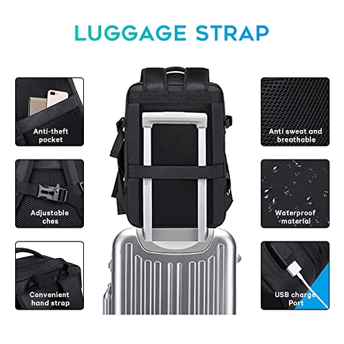 BANGE 35L Lightweight Backpack, 17.3 inch Travel Laptop Backpacks, Unisex Multifunctional Storage Pockets Business Commuter Rucksack, Waterproof and Wear-resistant Outdoor Sports Leisure daypack - Image 5