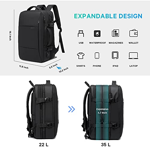 BANGE 35L Lightweight Backpack, 17.3 inch Travel Laptop Backpacks, Unisex Multifunctional Storage Pockets Business Commuter Rucksack, Waterproof and Wear-resistant Outdoor Sports Leisure daypack - Image 3