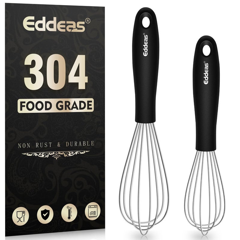 Eddeas Mini Whisks 600F Heat Resistant Small Whisks For Cooking Heavy Duty Stainless Steel Kitchen Balloon Tiny Whisk Suitable for Egg Espresso Hot chocolate sauces 7 55 inch