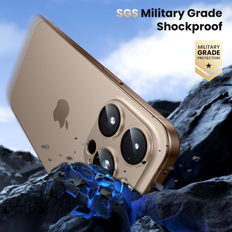 WSKEN for iPhone 16 Pro/iPhone 16 Pro Max Camera Lens Protector, [Military Grade Shatterproof] [Strong Adsorption] Metal Aluminum Alloy Tempered Glass Camera Screen Protector, Desert Titanium - Image 5