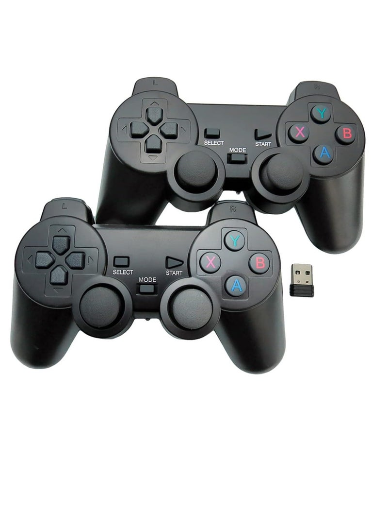 General USB Wireless Gaming Controller Gamepad for PC/Laptop Computer, Remote Wireless Controller for PS3, 360° Analog Joysticks, Motion Sense Double Vibration and Charging Cable (Pack of 2, Black)  - Image 1