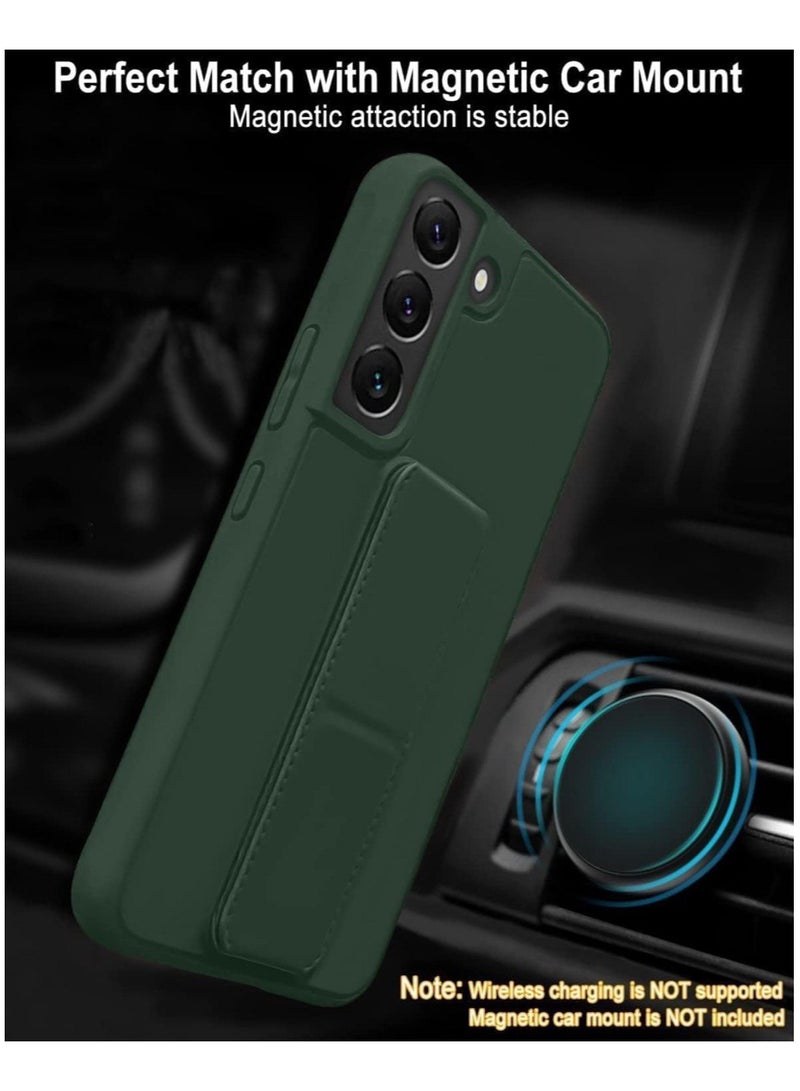 Denx Samsung Galaxy A26 Back Stand Case Magnetic Car Holder Soft Silicone Horizontal & Vertical Kickstand Cover Wrist Strap Full protection Case for Samsung Galaxy A26 (Green) - Image 5