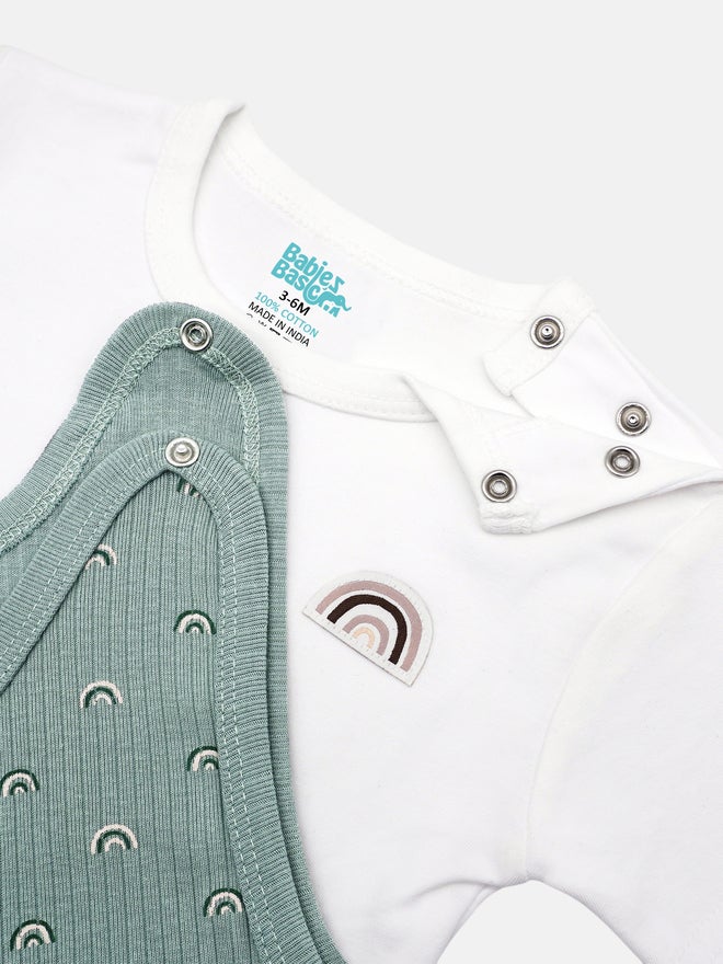 Babies Basic Premium Ribbed Cotton Dungaree with Short Sleeves T-Shirt - Image 5