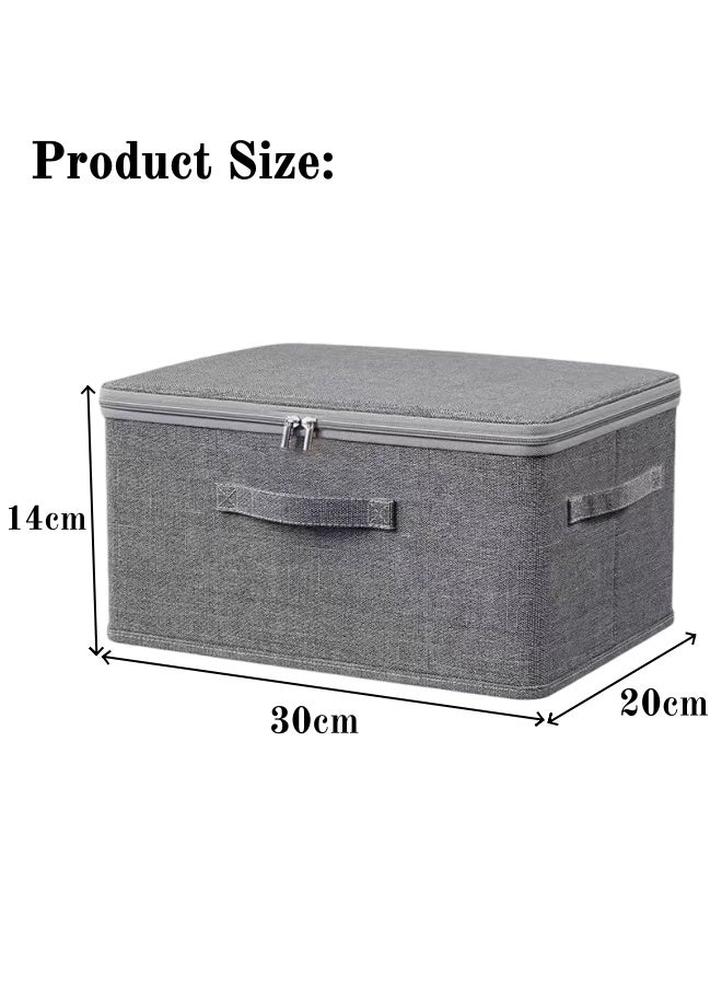 WangPangZi 2Pcs Storage Bins with Zipper Lids, Fabric Storage Boxes 30x20x14 CM Foldable Storage Organiser with Handles Storage Baskets Cubes Closet Shelf Containers Fabric Box (Grey) - Image 2