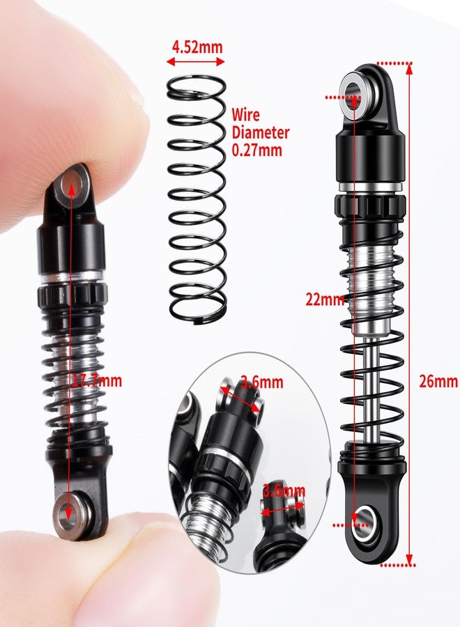 RCLIONS ممتص صدمات من الألومنيوم من RCLIONS بمقياس 1/30 وقطر 22 مم لسيارة AXIAL SCX30 K10 JLU RC Crawler، قطع غيار للترقية (أسود) - Image 2