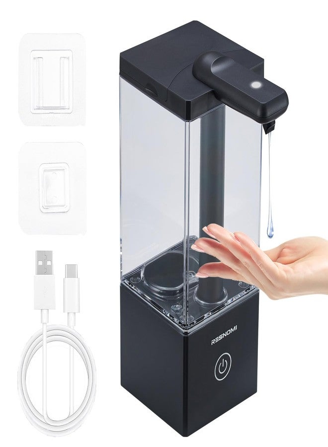 RESNOMI Automatic Soap Dispenser Touchless, Soap Dispenser Bathroom, Large Transparent Reservoir&Wall Mount, Type-C Rechargeable&3-Level Adjustable, Water-Resistant, Kitchen, Hotel, and School, Black - Image 1
