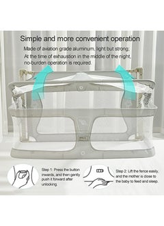 GT-Wheel 3 in 1 Baby Bedside Sleeper Folding Portable Crib in-Bed Co-sleeper breathable and visible Aluminum Alloy  - Image 3
