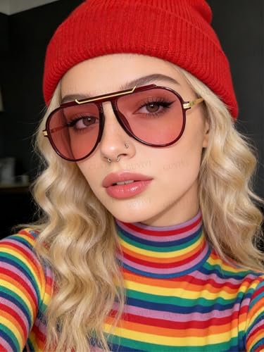 GUVIVI Oversized Aviator Sunglasses for Women Men 2026 70s Retro Gold Metal Sun Glasses Tangle Free Square Aviators - Image 2