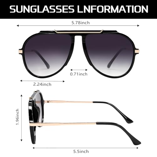 GUVIVI Oversized Aviator Sunglasses for Women Men 2026 70s Retro Gold Metal Sun Glasses Tangle Free Square Aviators - Image 5