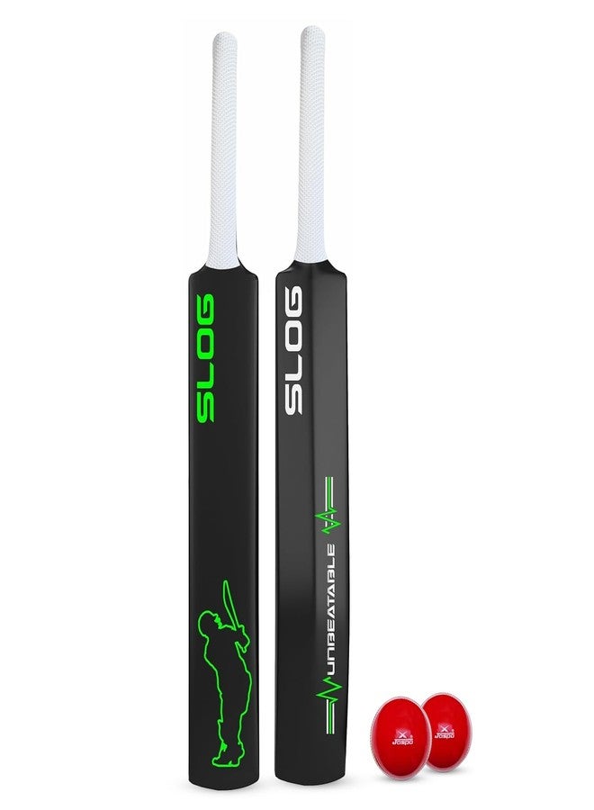 Jaspo Slog Plastic Cricket Kit | 34 Inch Bat Specially Designed for Tennis Ball & Wind Ball | Durable Cricket Set for Kids, Beginners & Casual Play (Slog Bat with 2pc Ball) - Image 1