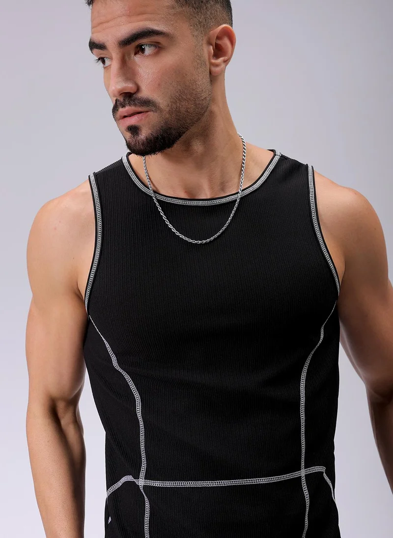 ذا انديان كراج كو Men Slim Fit Textured Round Neck Tshirt