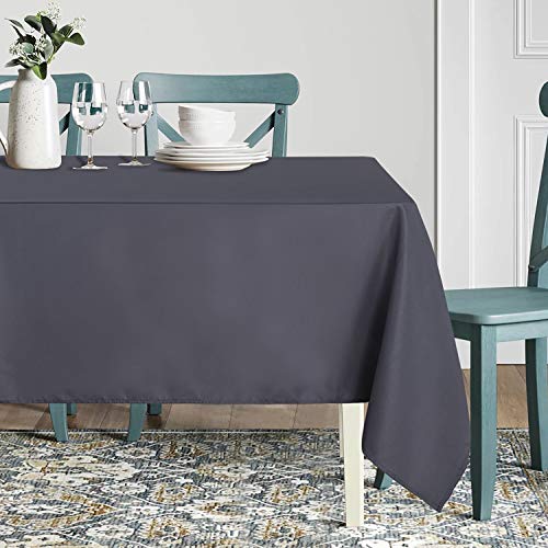 sancua Rectangle Tablecloth - 60 x 84 Inch - Stain and Wrinkle Resistant Washable Polyester Table Cloth, Decorative Fabric Table Cover for Dining Tables, Buffet Parties and Camping, Grey - Image 2