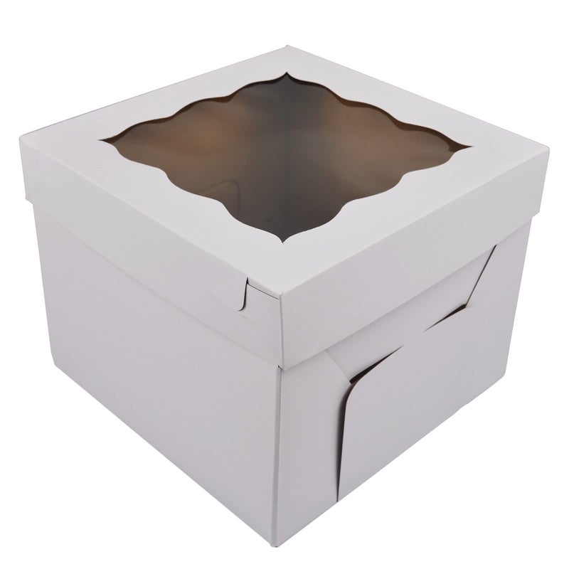 صناديق كعك KBG 10 قطع 10x10x10 بوصة مع نافذة صندوق كعك طويل للكعك المتعددة الطبقات لحفلات الزفاف وأعياد الميلاد للنقل