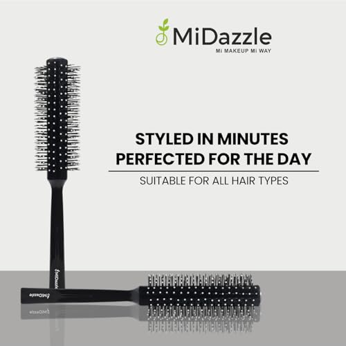 Midazzle Roller Hair Brush For Men | Perfect Tool for Efficient Blow Drying, Adding Curls, Waves & Volume|Smoothening & Volumizing comb | Men Accessorie | For All Hair Types (MIHB0042) - Image 2
