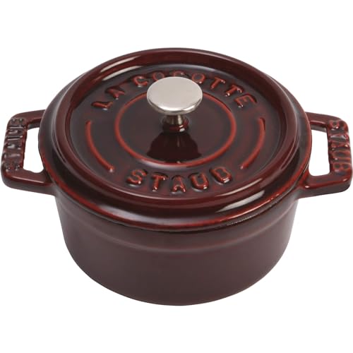 Staub Cast Iron 0.25-qt Mini Round Cocotte - Grenadine, Made in France - Image 1