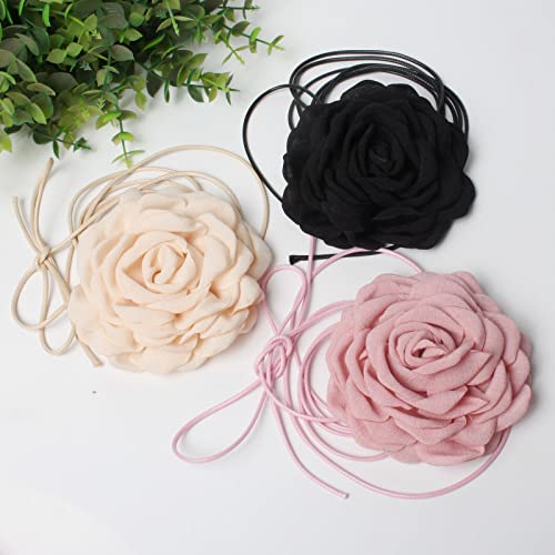 Cuizhiyu 4PK Flower Choker Necklace for Women, Big Rose Flower Necklace, Big Floral Necklace for Party Bride Wedding Party Summer Necklaces… - Image 4