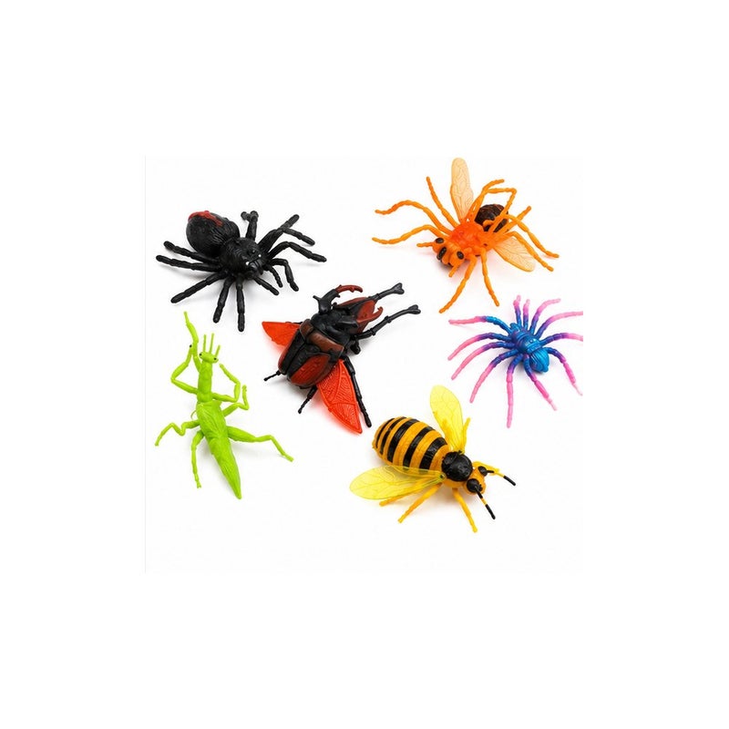 Bright Ideas: Jungle Animal Insect Toy Figures Set, Plastic Bug Toys for Young Players, Multicolour Spider Bee Beetle Grasshopper Characters, 12 Piece - Image 1