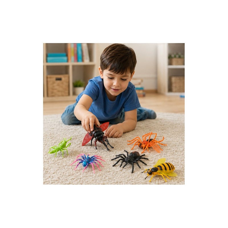 Bright Ideas: Jungle Animal Insect Toy Figures Set, Plastic Bug Toys for Young Players, Multicolour Spider Bee Beetle Grasshopper Characters, 12 Piece - Image 3