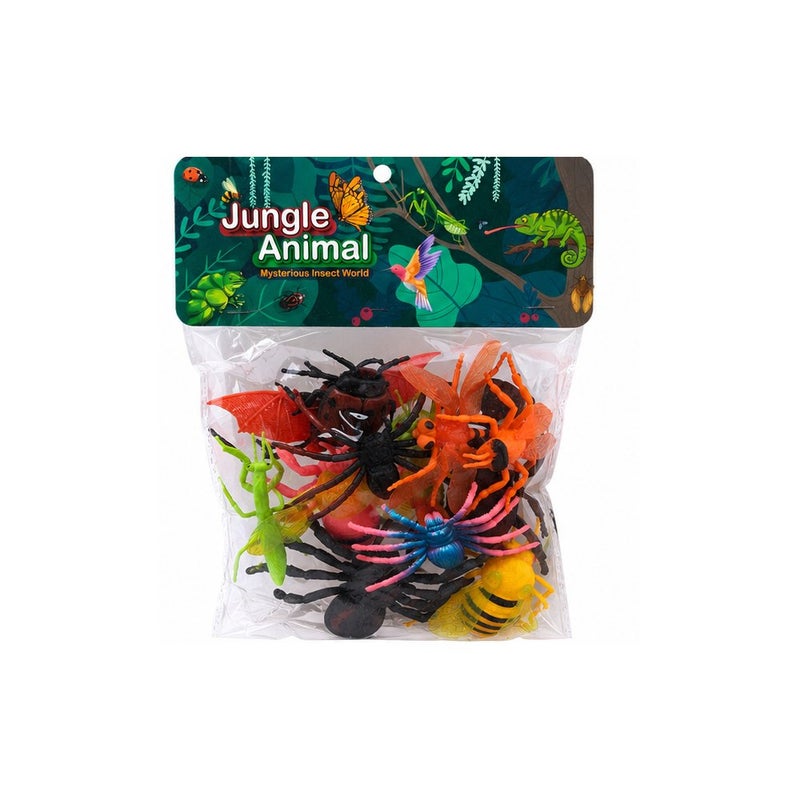 Bright Ideas: Jungle Animal Insect Toy Figures Set, Plastic Bug Toys for Young Players, Multicolour Spider Bee Beetle Grasshopper Characters, 12 Piece - Image 2