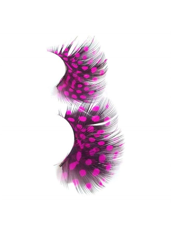Dorisue Feather Eyelashes Pink Eyelashes With Peacock Butterfly Long Halloween Eyelashes Custome Barbie - Image 1