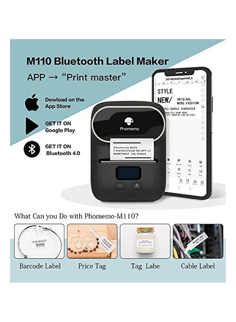 phomemo M110 Portable Thermal Label Printer Bluetooth Connection Apply For Labeling Shipping Office Cable Retail Barcode And More White - Image 2
