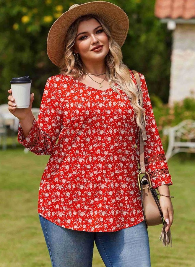 INVOLAND Womens Plus Size Tops 3/4 Sleeve Shirts Dressy Casual V Neck T Shirts Loose Summer Business Work Blouses, Sf230, 2X - Image 2