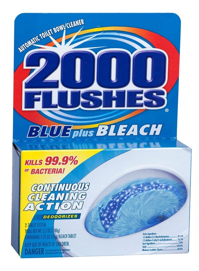 2000 FLUSHES 208082 Blue Plus Bleach Automatic Toilet Bowl Cleaner Twin-Pack, 3.5 OZ, [PACK OF 6] - Image 1