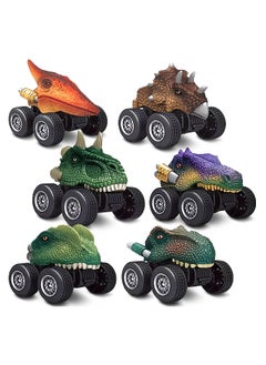 KASTWAVE Dinosaur Toys Pull Back Cars, Dino Car Toy Set for Kids, Pull Back Vehicles for Dinosaur Games, Birthday Gifts for Age 2 3 4 5 6 Year Old Toddlers Boys Girls (6 Pack)  - Image 1