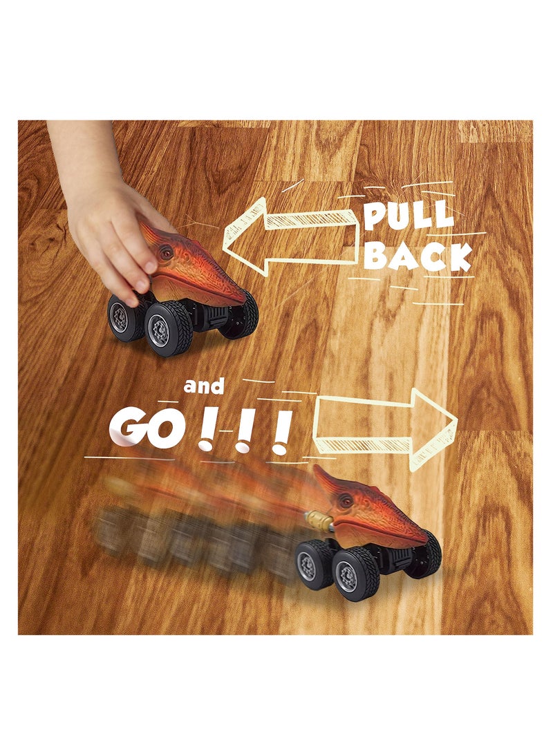 KASTWAVE Dinosaur Toys Pull Back Cars, Dino Car Toy Set for Kids, Pull Back Vehicles for Dinosaur Games, Birthday Gifts for Age 2 3 4 5 6 Year Old Toddlers Boys Girls (6 Pack) - Image 5