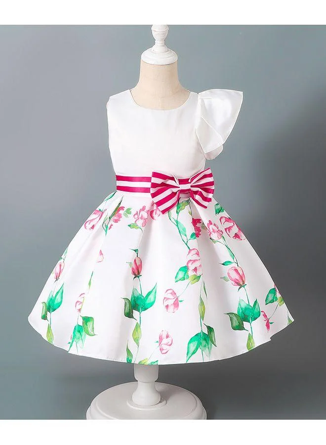 Mark & Mia Mark & Mia Floral Printed Bow Detail Dress - White