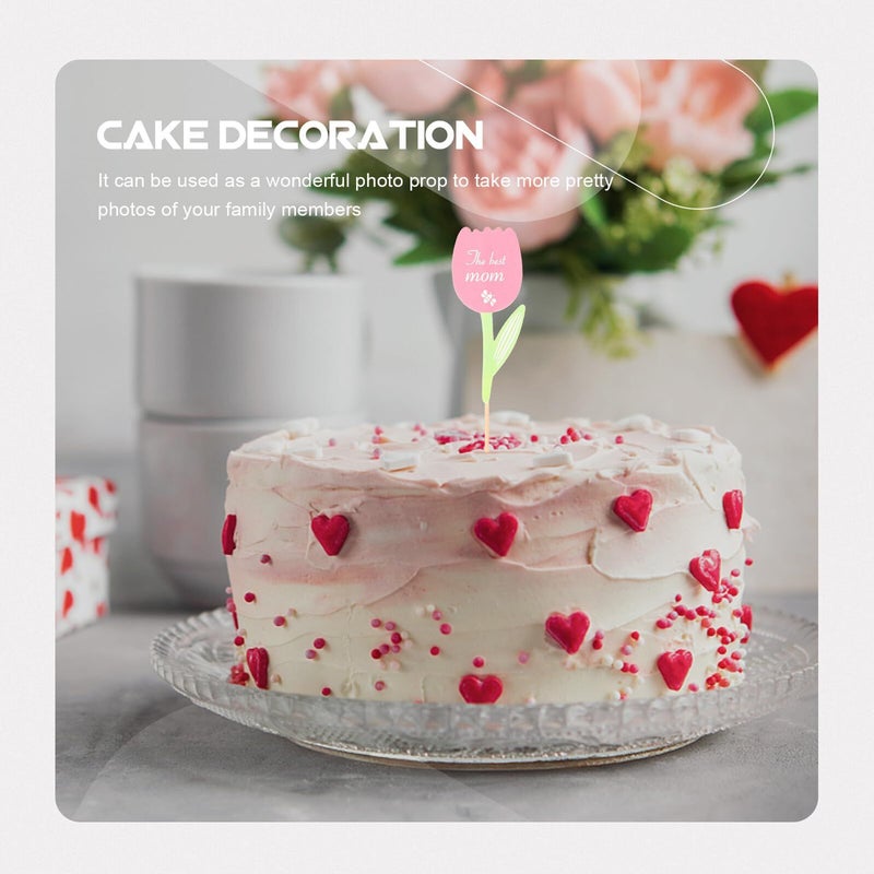 60pcs Mother Day Paper Cake Toppers Flower Picks Cupcake Party Decor - Image 5