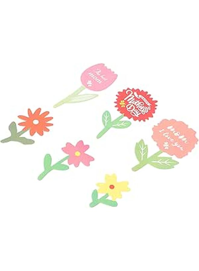 60pcs Mother Day Paper Cake Toppers Flower Picks Cupcake Party Decor - Image 1