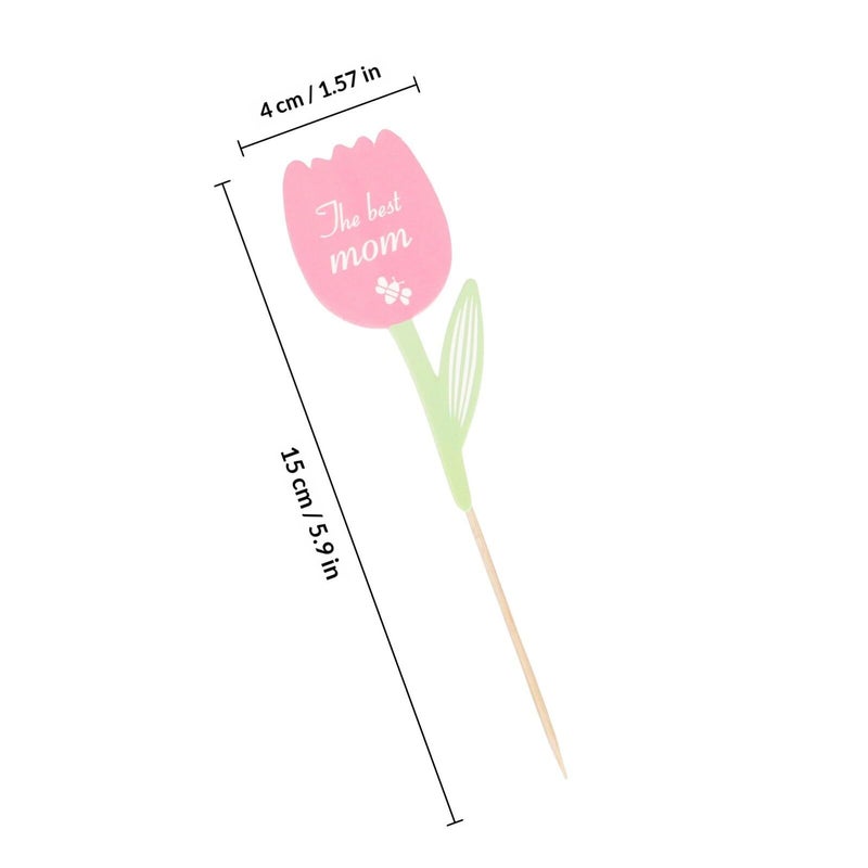60pcs Mother Day Paper Cake Toppers Flower Picks Cupcake Party Decor - Image 3