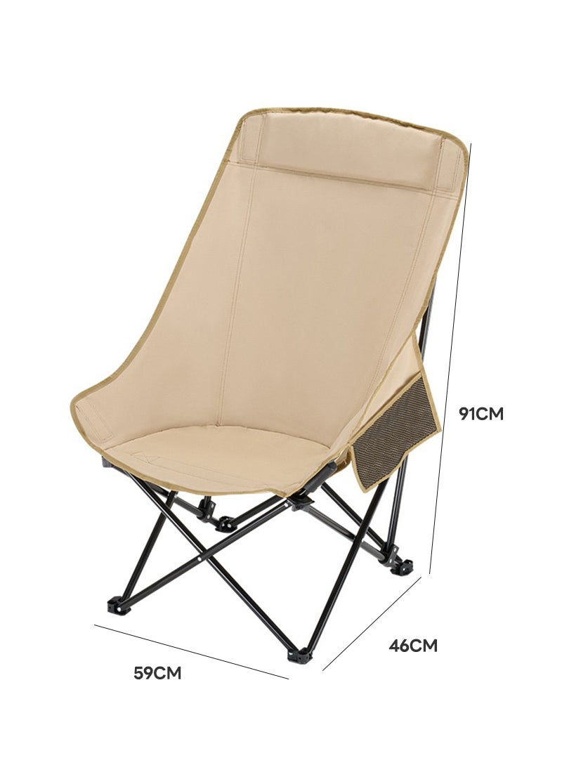 Sharpdo - Folding Moon Chair, Portable Lightweight Camping Chair with Side Pocket, Foldable Backpacking Chair Ultra Durable for Outdoor Hiking Beach Travel with Carrying Bag, Supports up to 120KG - Image 1