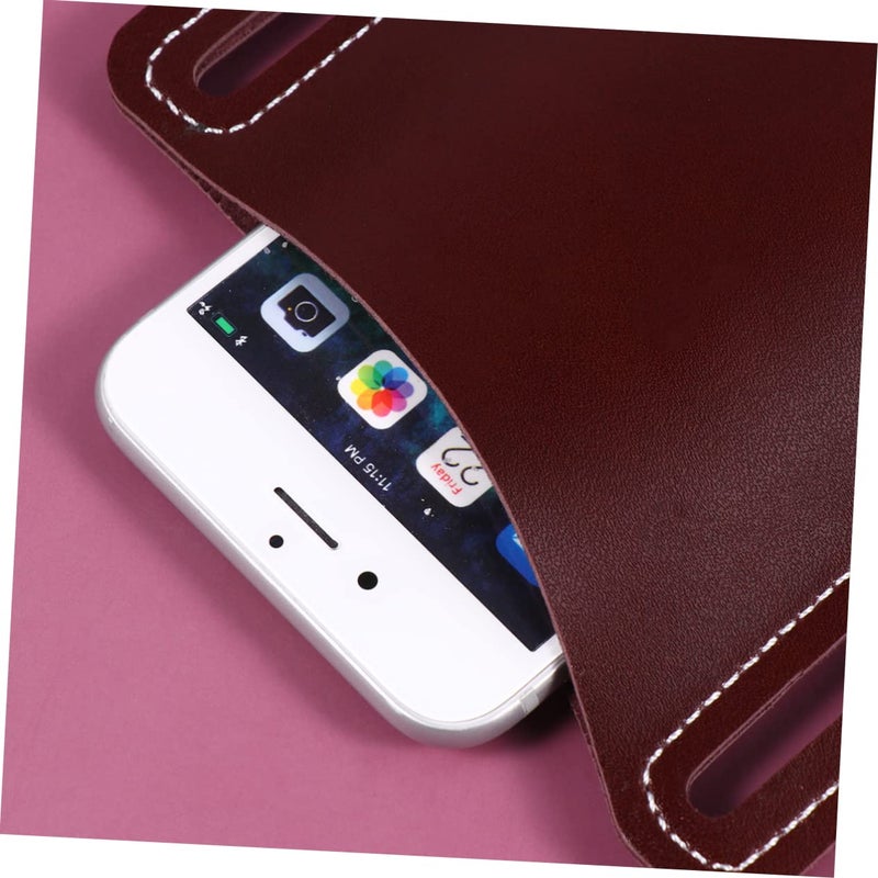 Dark Red Water Resistant PU Leather Cell Phone Pouch For Men Size 17X13 5X0 3cm - Image 5
