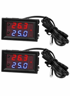 KASTWAVE 12V Electronic Temperature Controller Programmable 50 to 110 Degree Celsius Heating Cooling Thermostat Control Switch Module NTC Waterproof Sensor Probe Dual Color LED Display Monitor (2 Pcs)  - Image 1