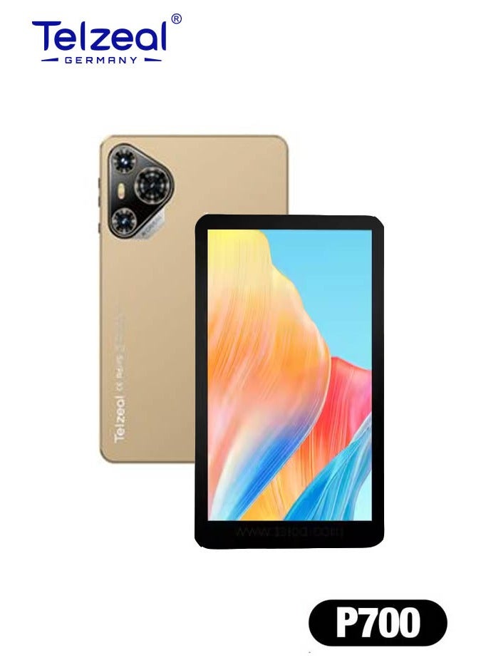 تلزيل تابلت Telzeal P700 5G بشاشة 7 بوصات يعمل بنظام Android مع شريحة اتصال مزدوجة وذاكرة وصول عشوائي 6 جيجابايت وذاكرة قراءة فقط 256 جيجابايت وبطارية 3000 مللي أمبير في الساعة ذهبي - Image 2