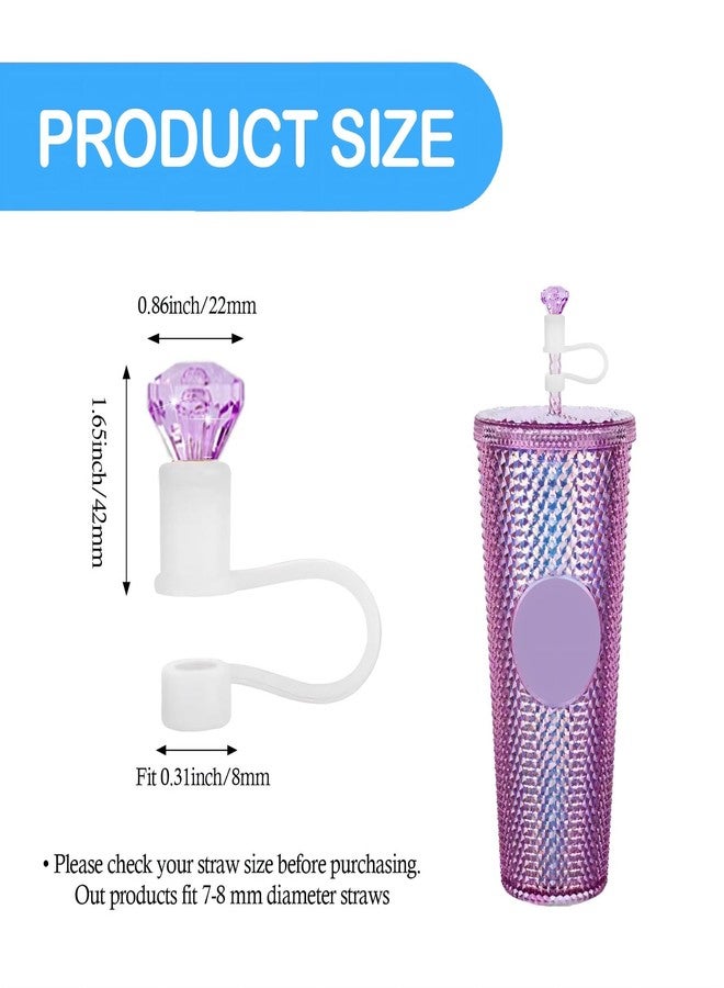 QUVIAE 6 Pack Straw Topper Compatible with Starbucks Cup, 7-8MM Diamond Shape Reusable Silicone Straw Cover Cap, Protector Lid with Cute Colorful Accessories - Image 4