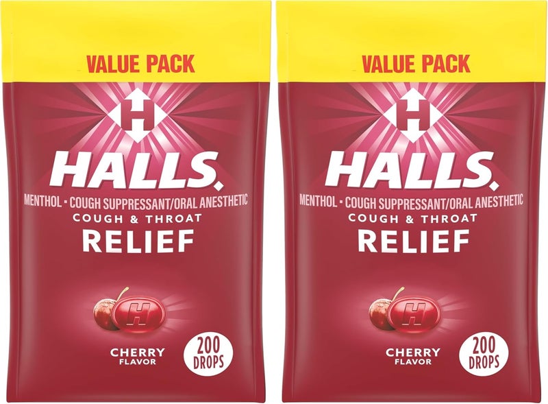 Halls حلوى السعال بنكهة الكرز من رليف - عبوة قيمة 200 حبة - عبوة من 2 - Image 1