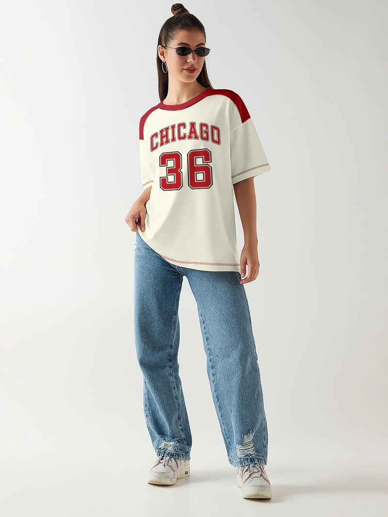 Crazymonk Chicago 36 Women Oversized T-Shirt - Multi Color - M - Image 3