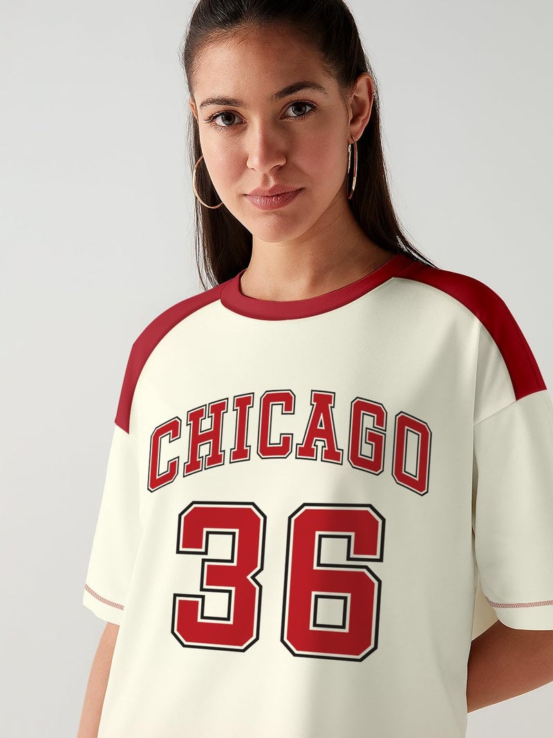 Crazymonk Chicago 36 Women Oversized T-Shirt - Multi Color - M - Image 4